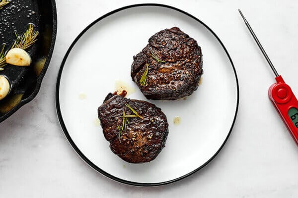 A plate of filet mignon steaks
