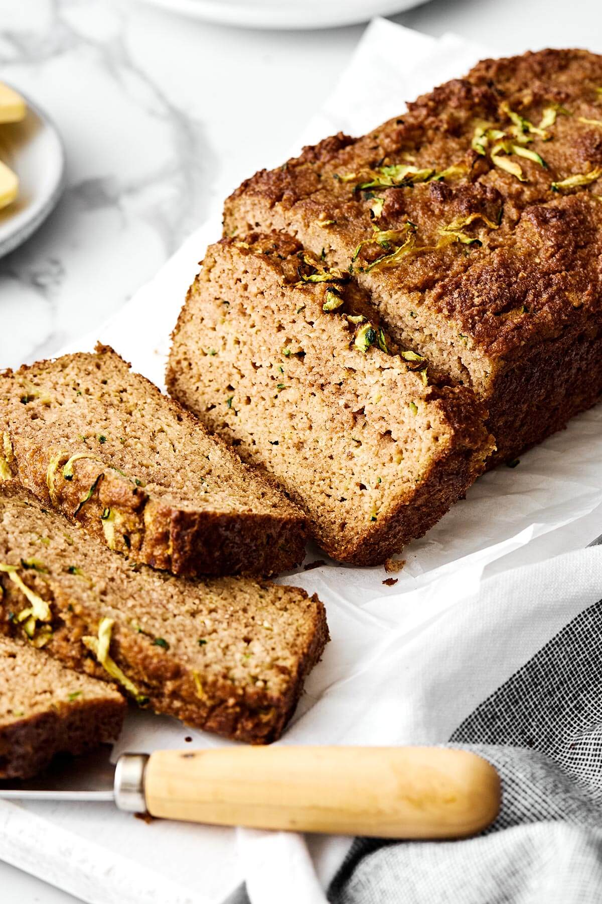 Slices of gluten-free zucchini bread.