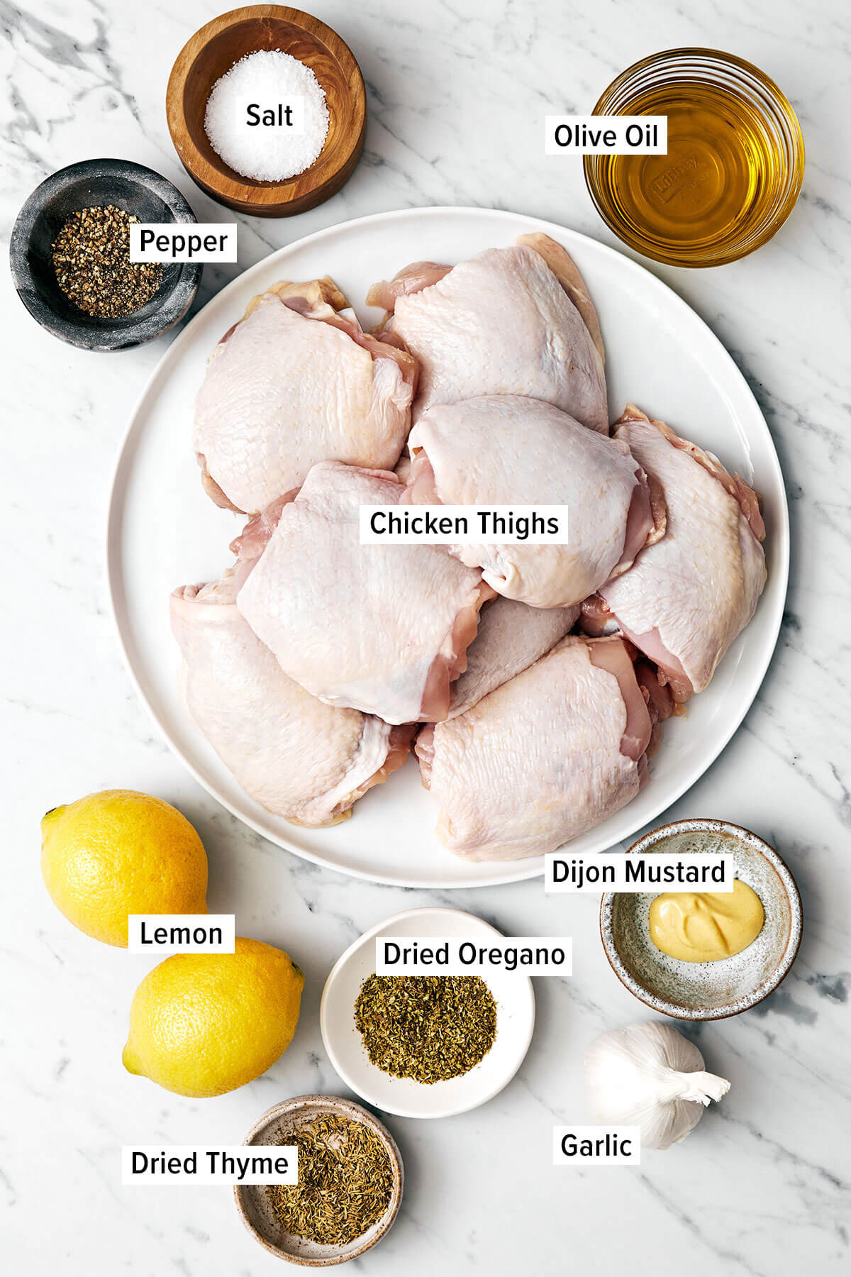 This Greek lemon chicken is the best dinner with juicy, tender, and crisp chicken thighs baked coated in a delicious lemon-herb marinade. Ingredients for Greek lemon chicken
