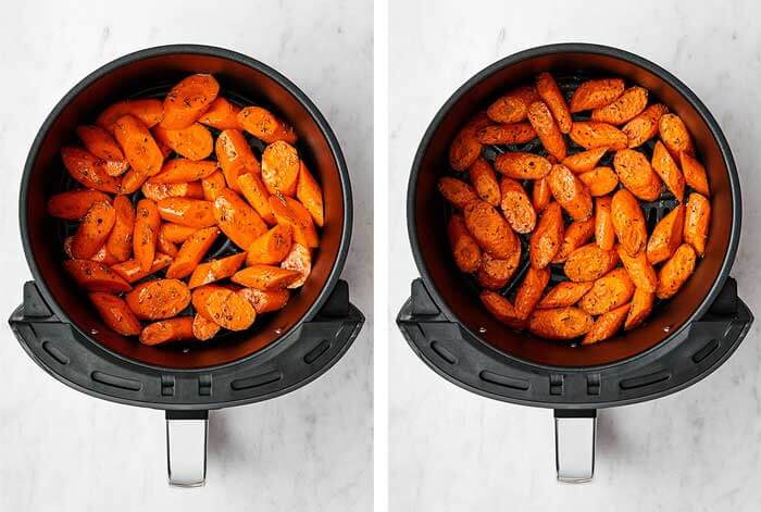 Air frying carrots