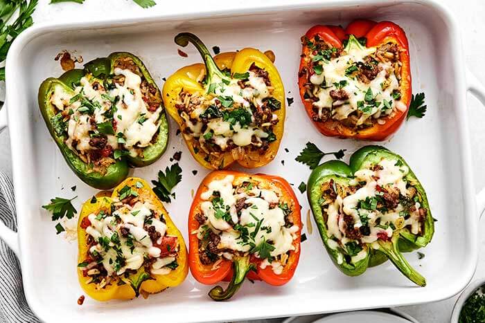 Ground beef stuffed peppers.