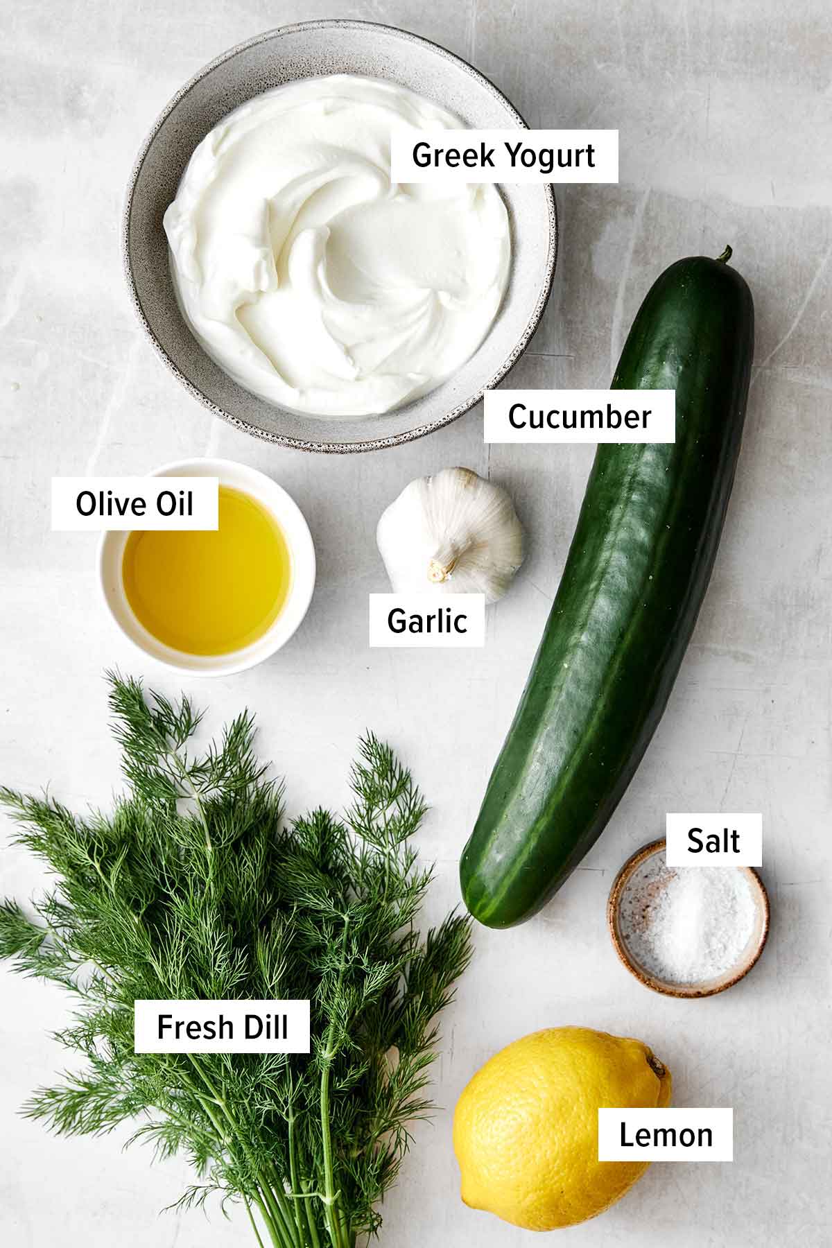 Tzatziki sauce ingredients.