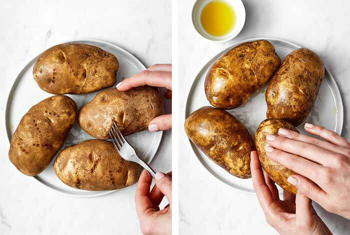 Prepping potatoes for the air fryer