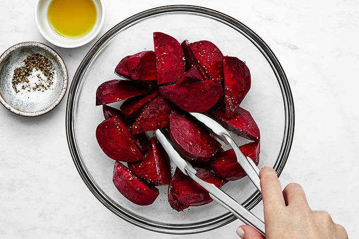 Seasoned beets in a bowl