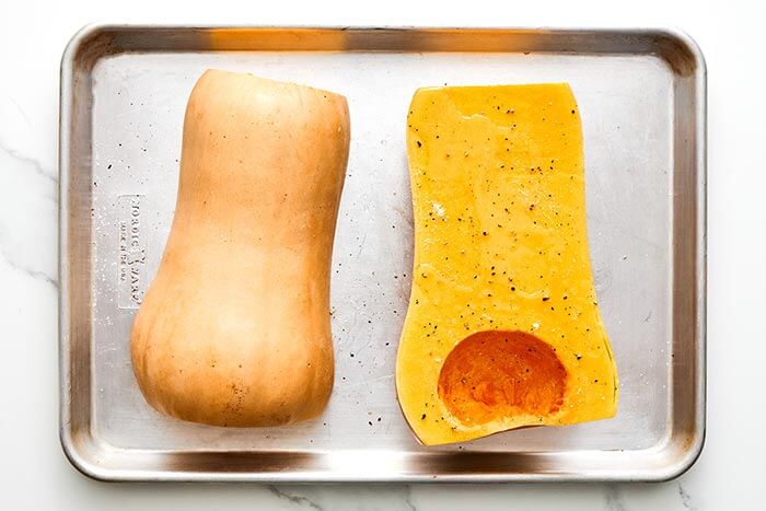 Roasting butternut squash.