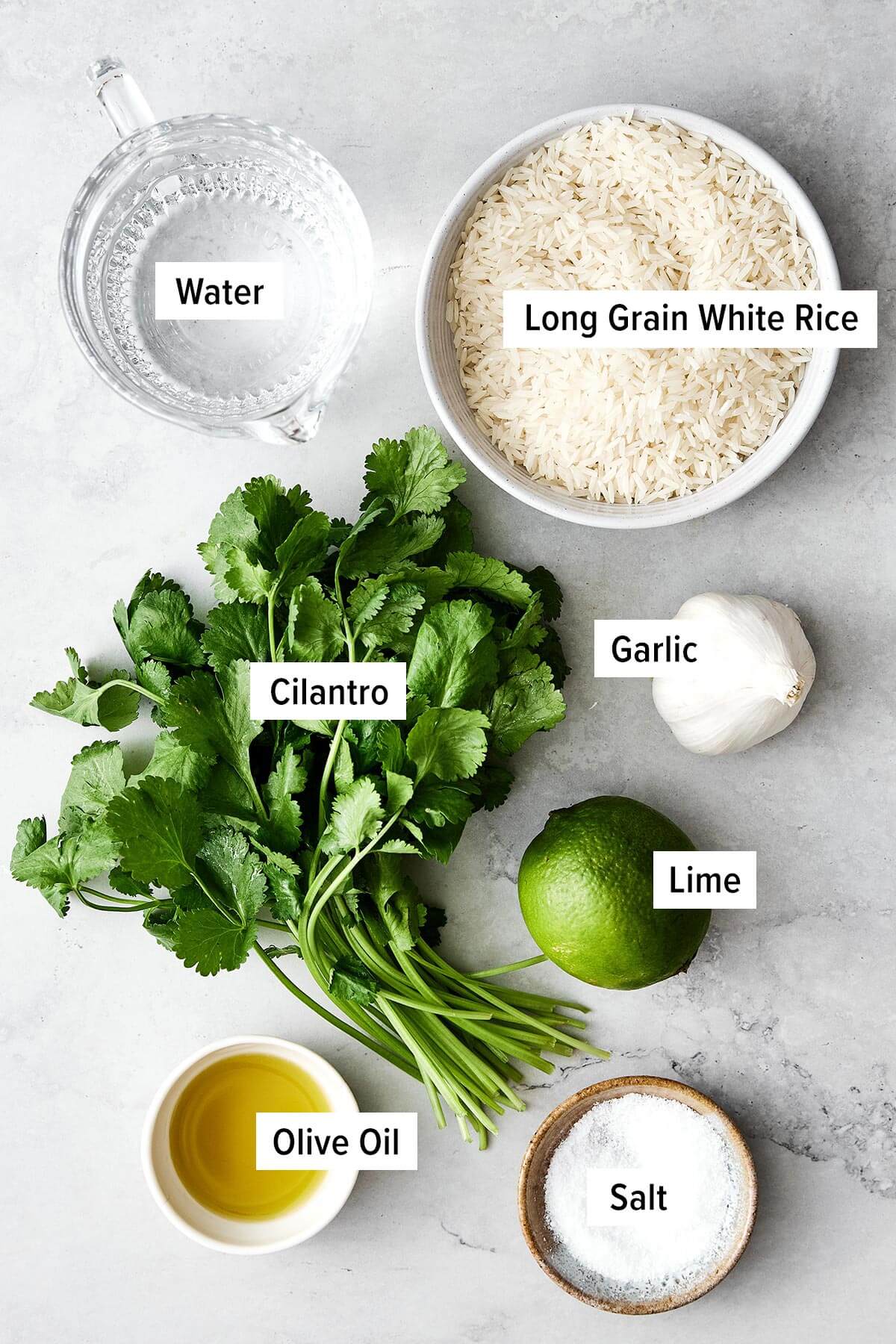 This cilantro lime rice is the best Chipotle copycat! It's bright, and zesty, and is the perfect side dish paired with Mexican mains. Ingredients for cilantro lime rice.