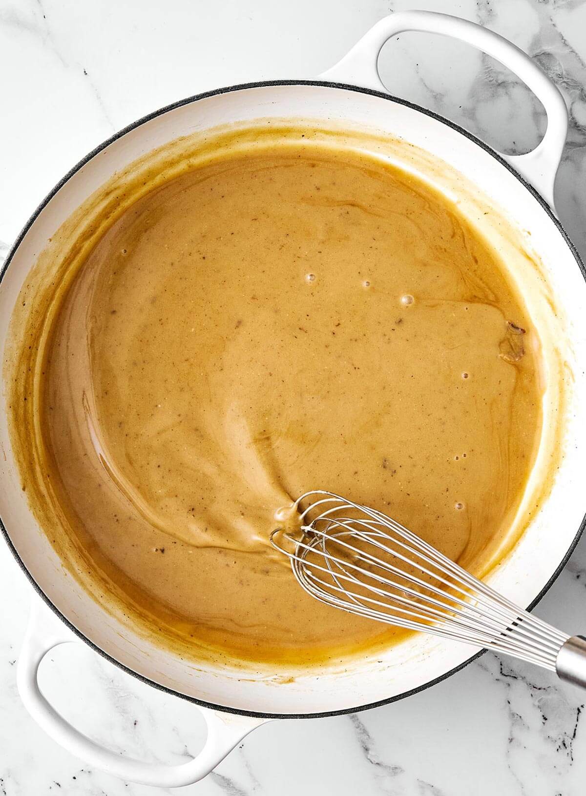 Maple mustard sauce in pan.