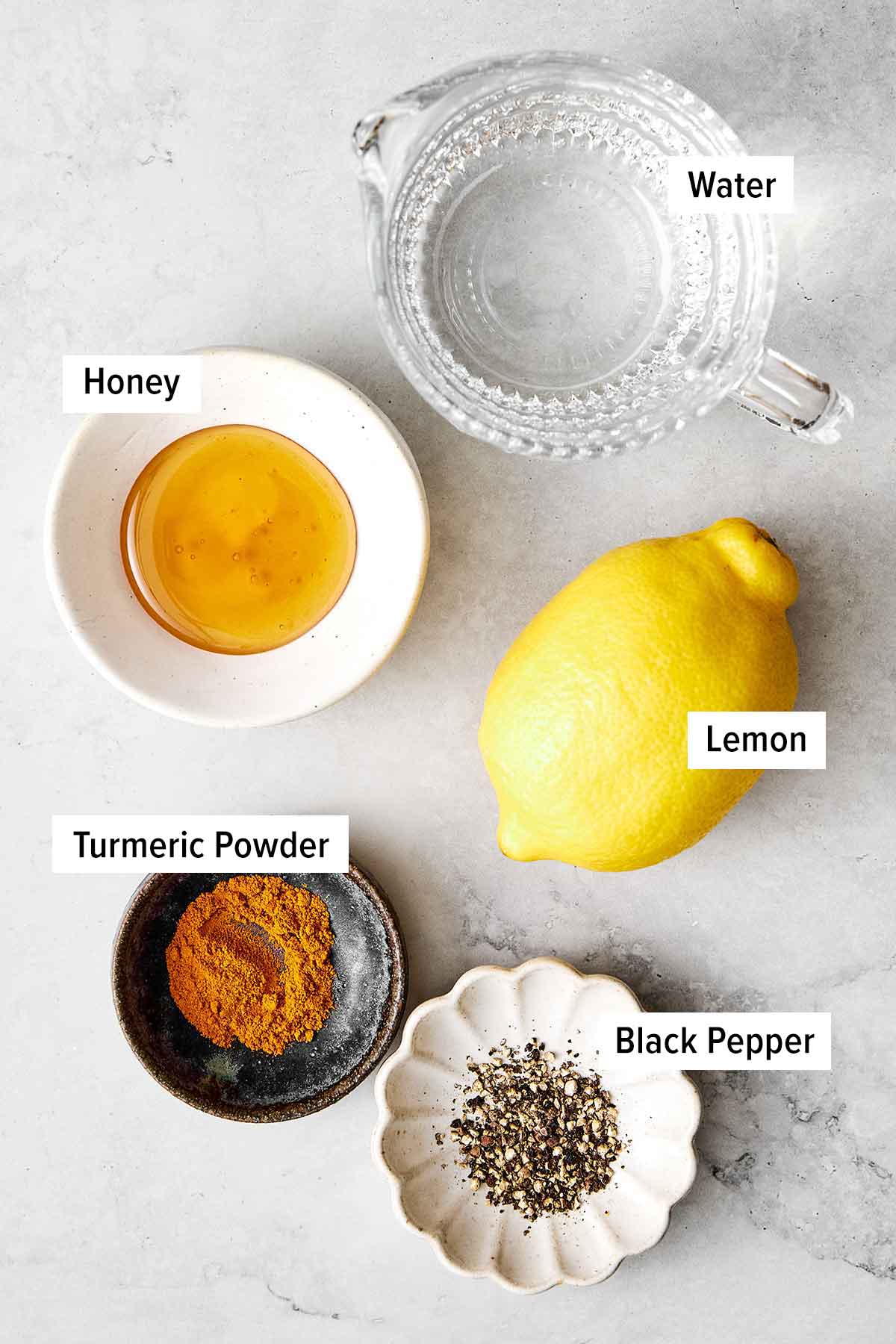 Ingredients for turmeric tea.
