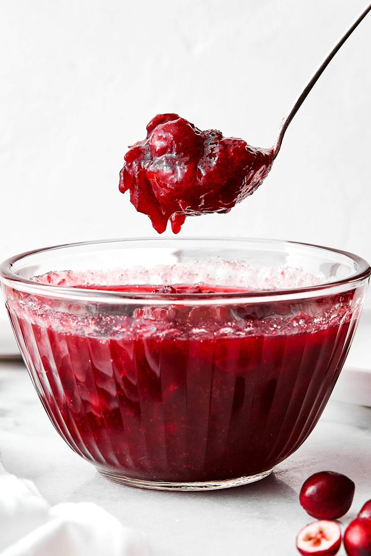 Spoonful of cranberry sauce.