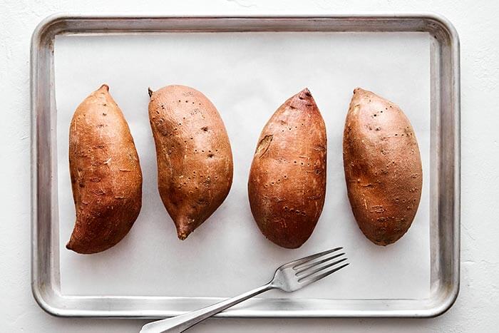 Sweet potatoes before baking.