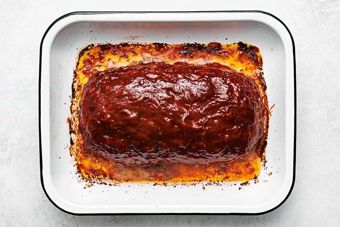 Meatloaf in a pan.