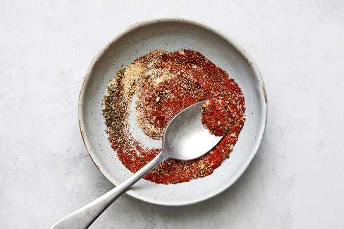 Blackened salmon seasoning in a bowl.