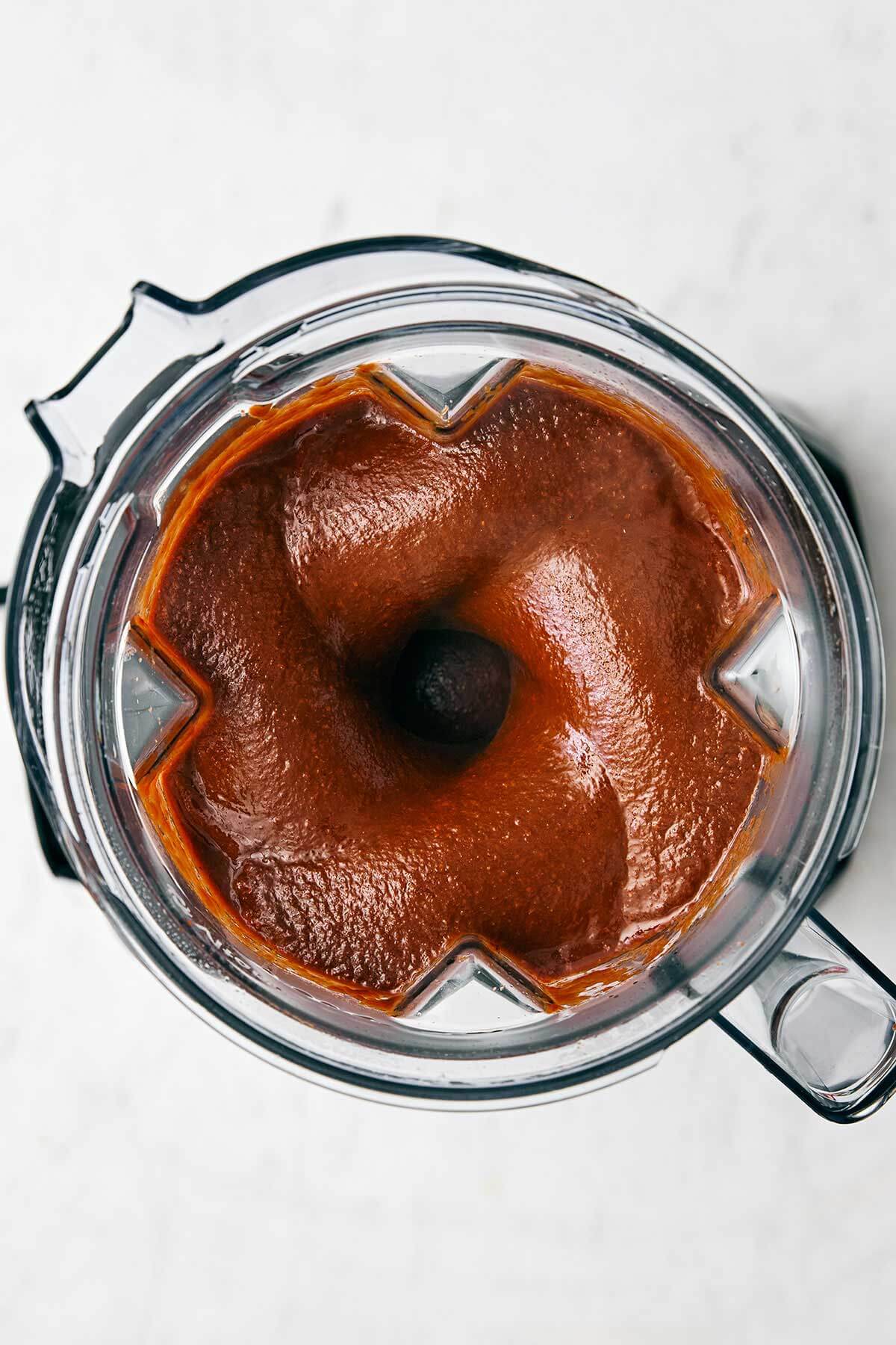 Birria sauce in a blender.