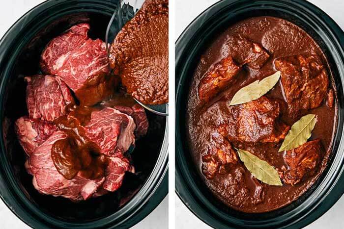 Birria in a slow cooker.