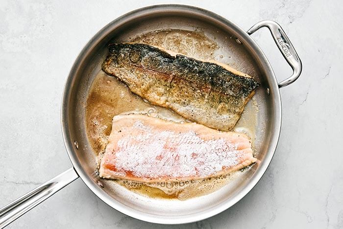 Pan fried rainbow trout.
