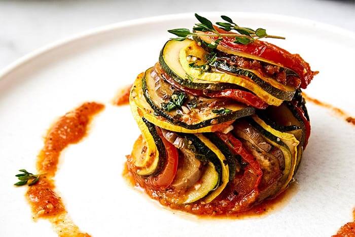 Plated ratatouille.