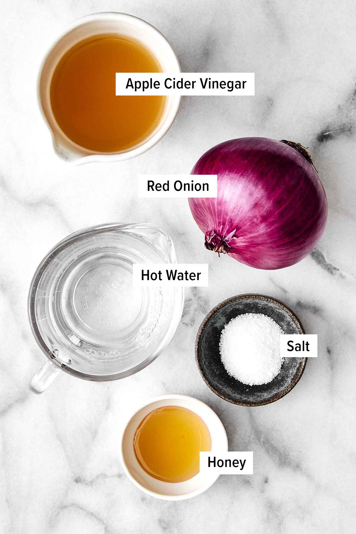 A jar of these pickled red onions is one of the easiest ways to instantly upgrade a meal! They’re tangy, slightly sweet, and extra punchy. Pickled red onions ingredients.