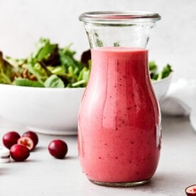 A bottle of cranberry vinaigrette.