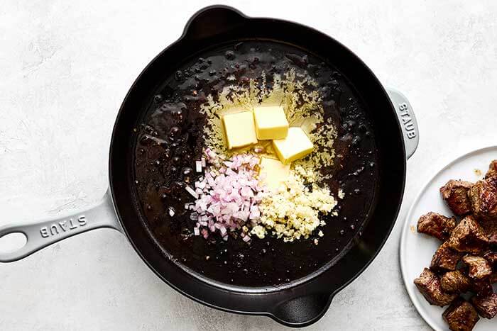 Cooked butter and shallots.