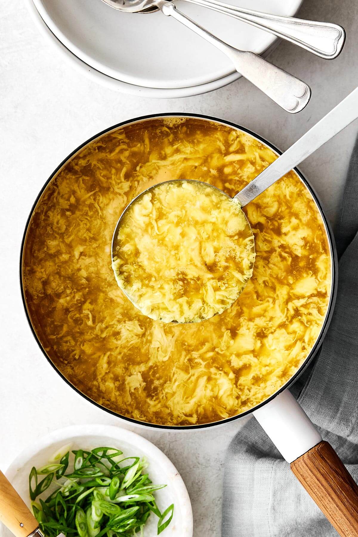 A pot of egg drop soup.