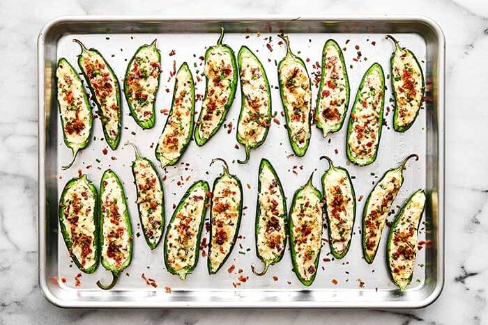 Oven baked jalapeño poppers.