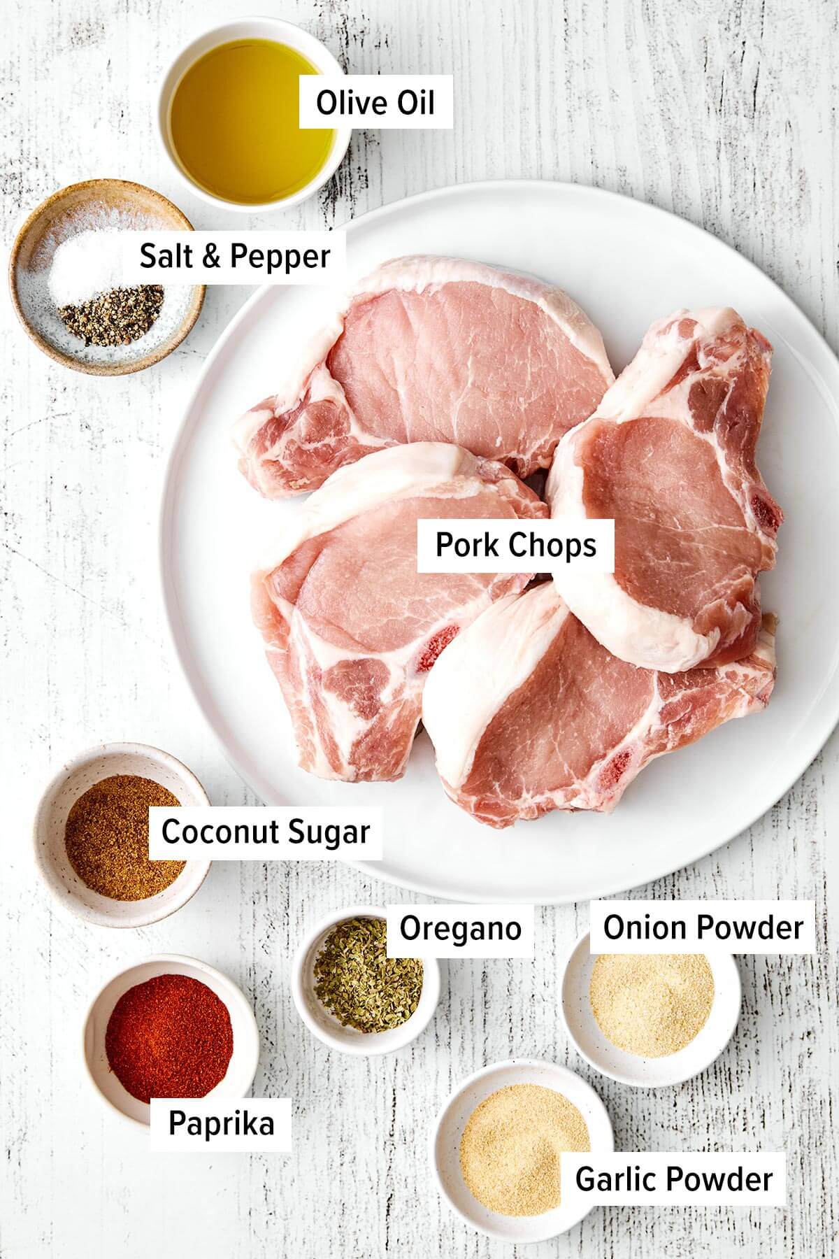 Ingredients for baked pork chops.