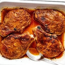 Oven baked pork chops.