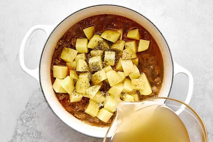 Cooking potatoes in a pot.