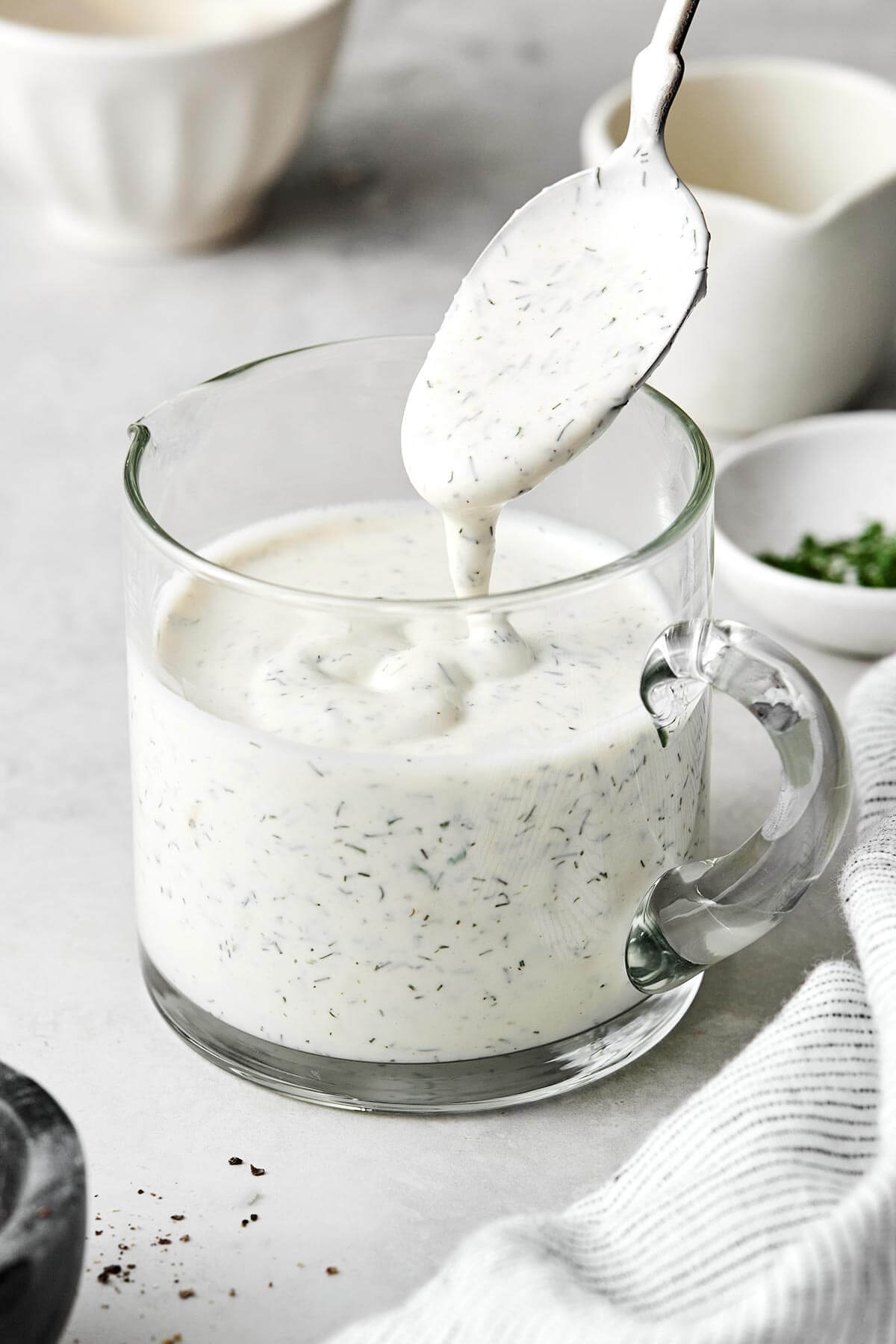 A jar of homemade ranch dressing.