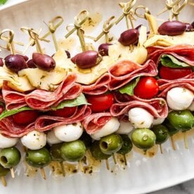 Antipasto skewers appetizer.