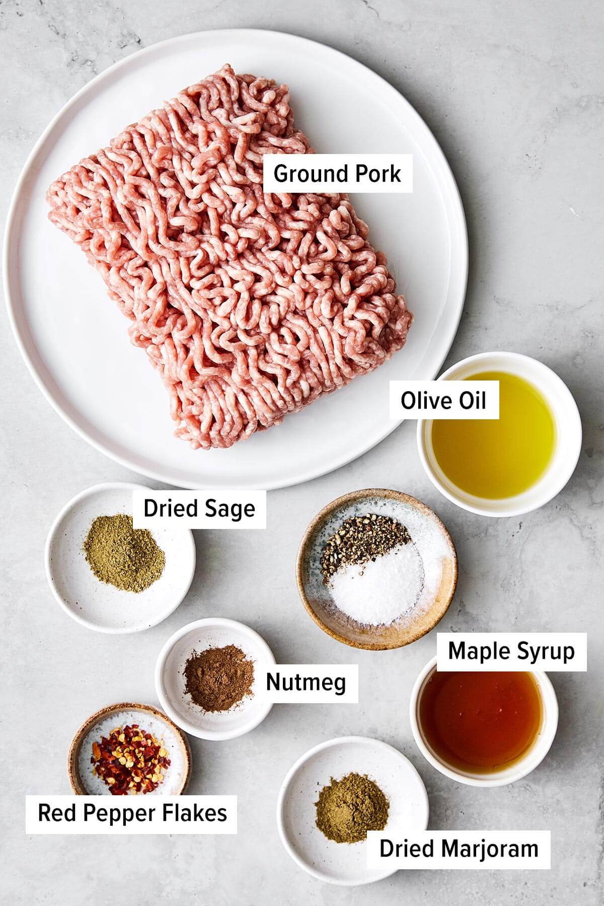 Ingredients for breakfast sausage.