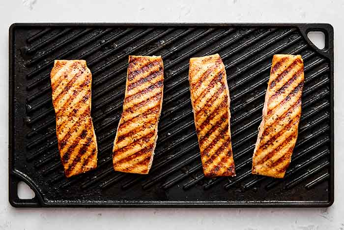 Grilled salmon fillets.