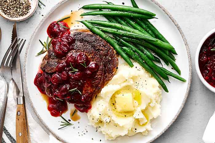 How to make balsamic cranberry ribeye steak.