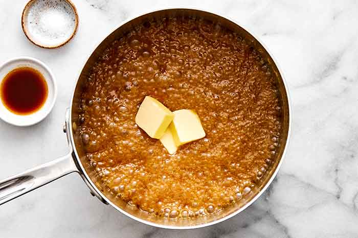 Step three of pecan pralines: Add the flavorings.