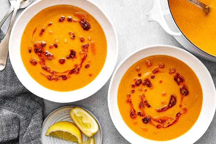 How to make red lentil soup.