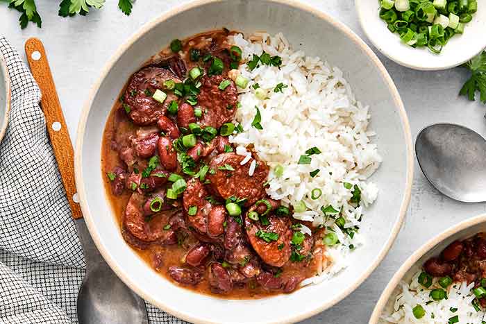 How to make red beans and rice.