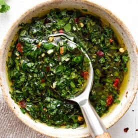 Mint chimichurri recipe.