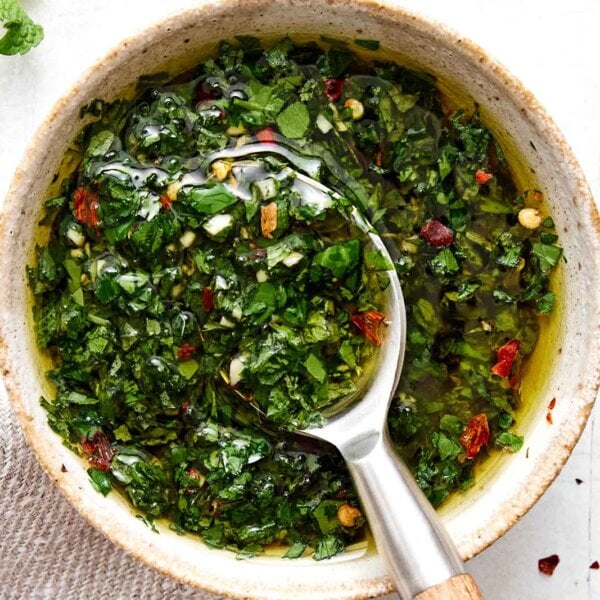 Mint chimichurri recipe.