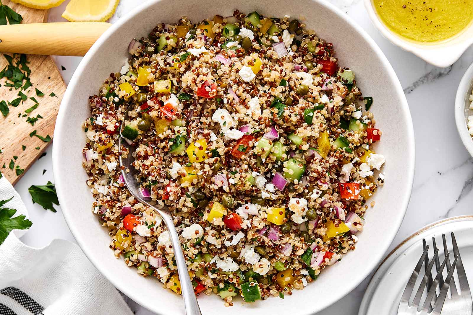 Mediterranean quinoa salad recipe.