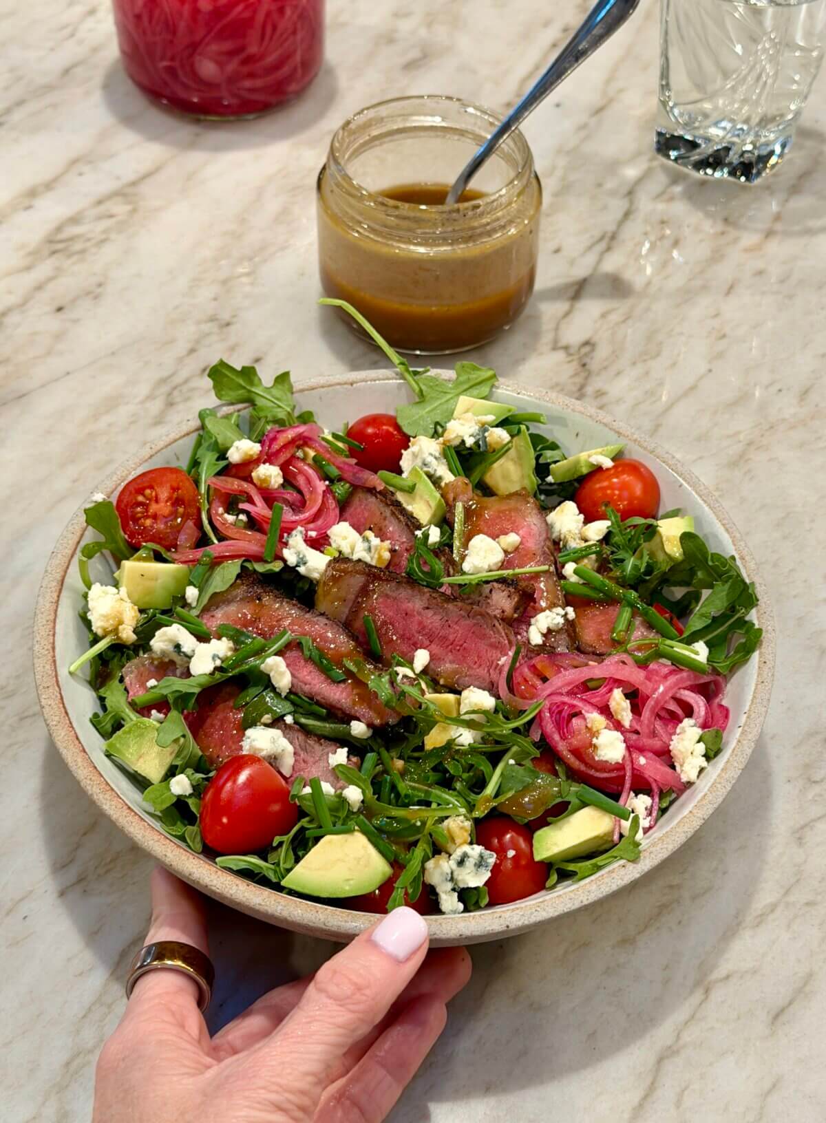 Lisa Bryan making a summer steak salad.